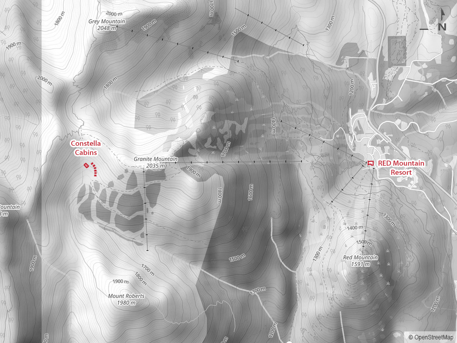 Location map for The Constella Cabins