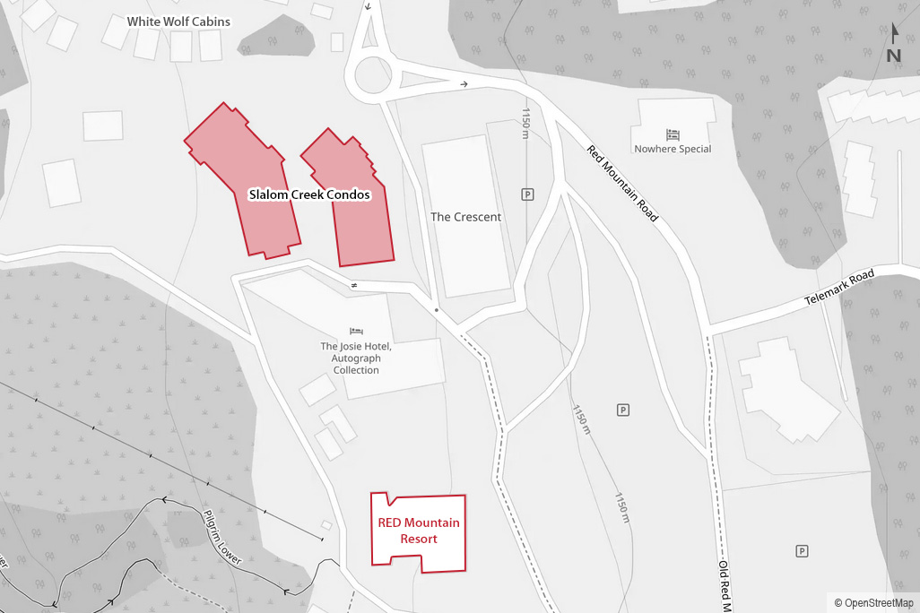 Location map for Slalom Creek Condos