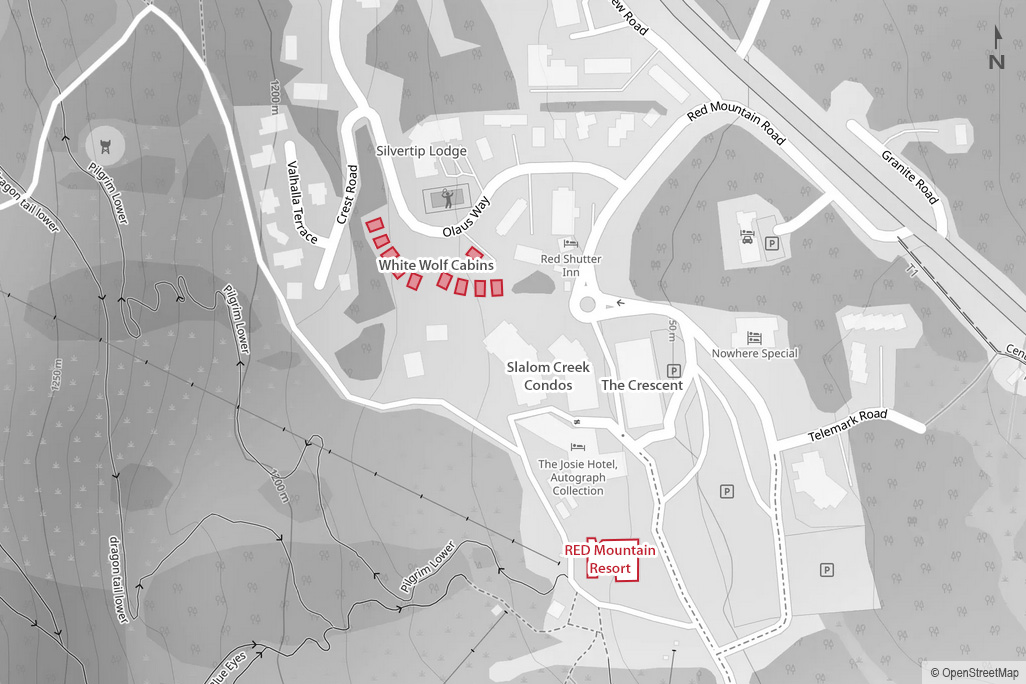 Location map for White Wolf Cabins
